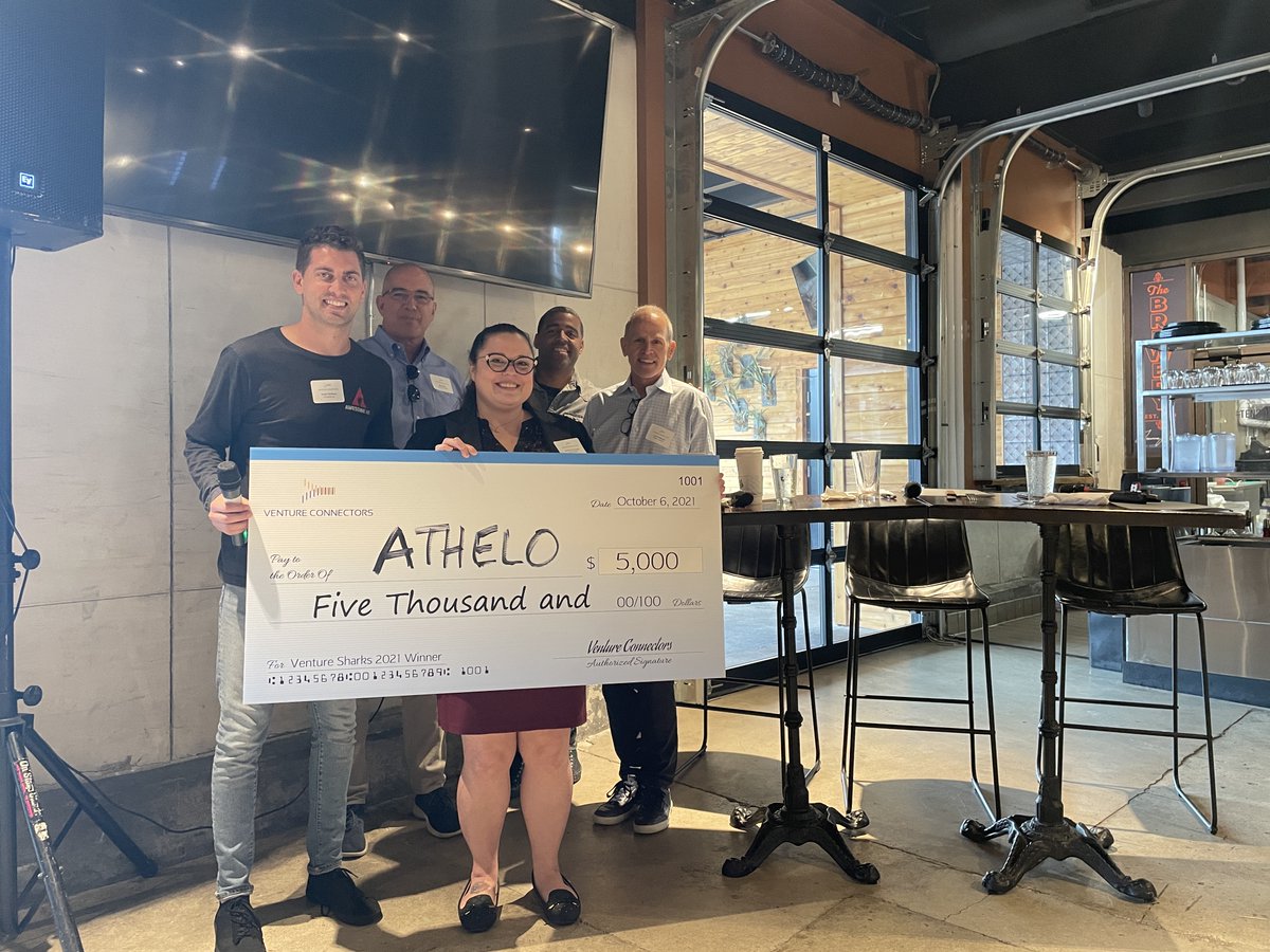 And the winner is.....@AtheloHealth! Congrats to @JessicaThurmon4 and her awesome team! And thanks to our fearless emcee Keith McMunn of @awesomeinclex and judges @mrpaford, @DanBeldy and @johnwillmoth! #VentureSharks