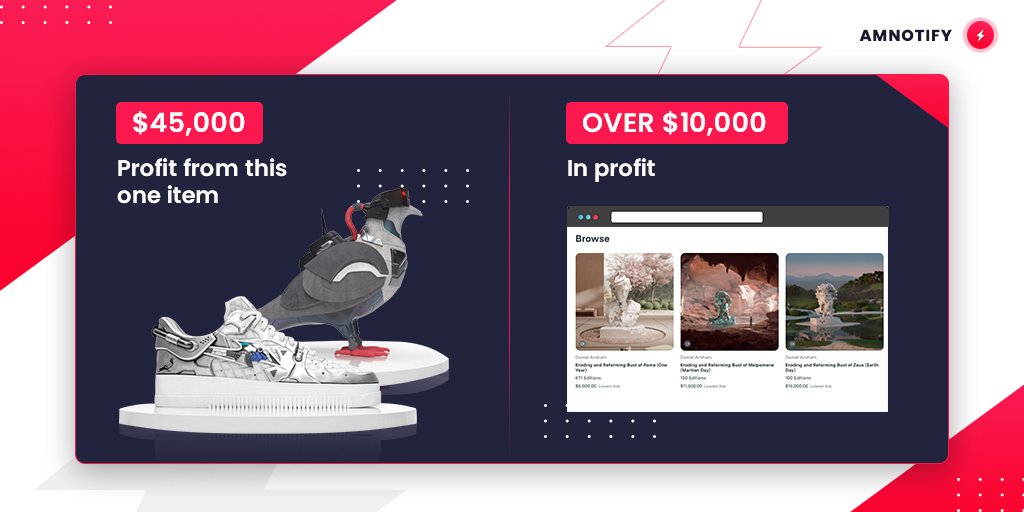 NFT mayhem! 🔥

AMNotify members have been making thousands from NFTs. 👇

From just these two calls in the graphic, members managed to bank OVER $50,000 in profit! 💵

Who needs in? Like this tweet. ❤
