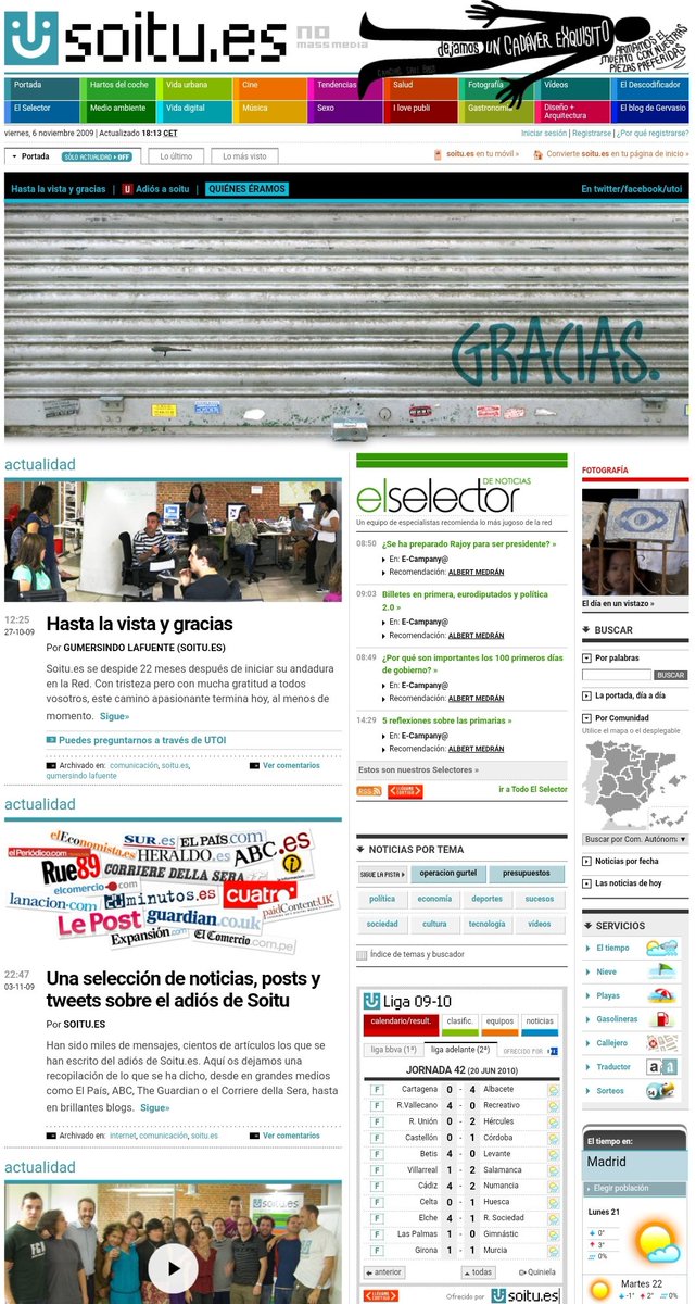 _Vicki21's tweet photo. #espiritured 
Me llama mucho la atención este medio digital que estuvo solo 22 meses en la red: https://t.co/hHMTctO3yA 
El diseño de su portada no me parece muy acertado, presenta demasiado contenido sin cohesión alguna. Aunque tienes secciones muy variadas y bastante curiosas. https://t.co/cyYtZ5c9wG