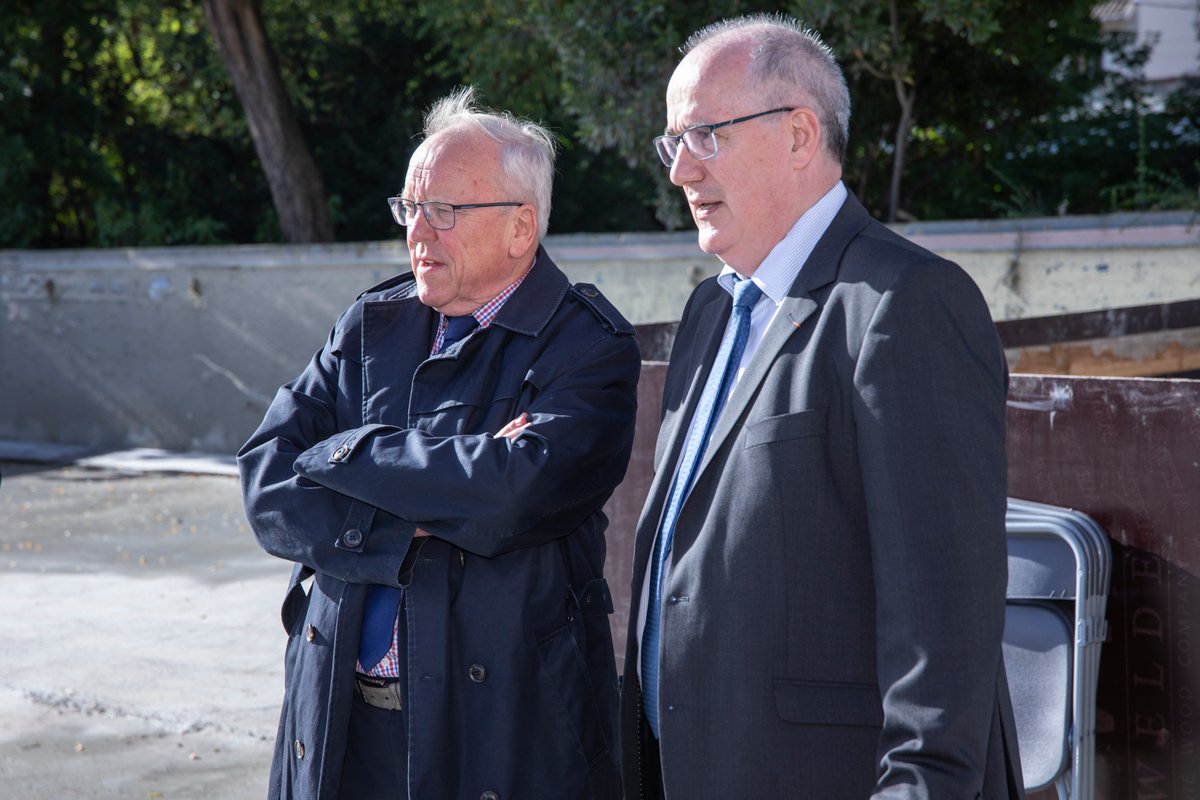 GMothron's tweet photo. Très heureux de poser, ce matin, la première pierre du futur groupe scolaire des Augustins dans le centre ville de la @VilleArgenteuil  en présence de Philippe MALIZARD, sous-préfet d’Argenteuil, pour l’État et de Malika Ahrès pour le département du Val d’Oise. https://t.co/EwKZnRD2tc