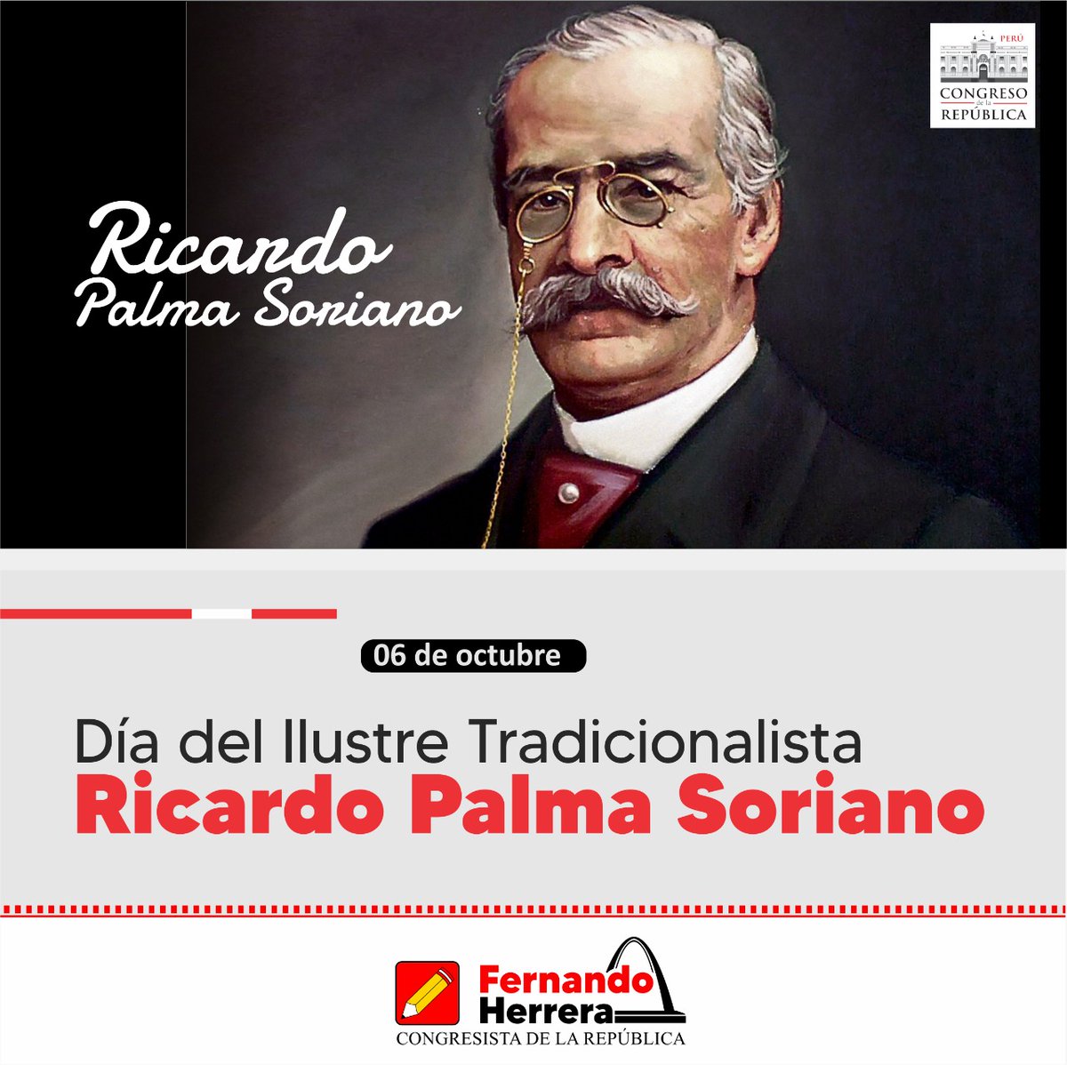 🔰 𝗗𝗶́𝗮 𝗱𝗲𝗹 𝗶𝗹𝘂𝘀𝘁𝗿𝗲 𝘁𝗿𝗮𝗱𝗶𝗰𝗶𝗼𝗻𝗮𝗹𝗶𝘀𝘁𝗮 𝗱𝗼𝗻 𝗥𝗶𝗰𝗮𝗿𝗱𝗼 𝗣𝗮𝗹𝗺𝗮 𝗦𝗼𝗿𝗶𝗮𝗻𝗼 🔰
✅ Cultivó varios géneros como el lírico, dramático, narrativo, logrando insertar lo popular con lo clásico.