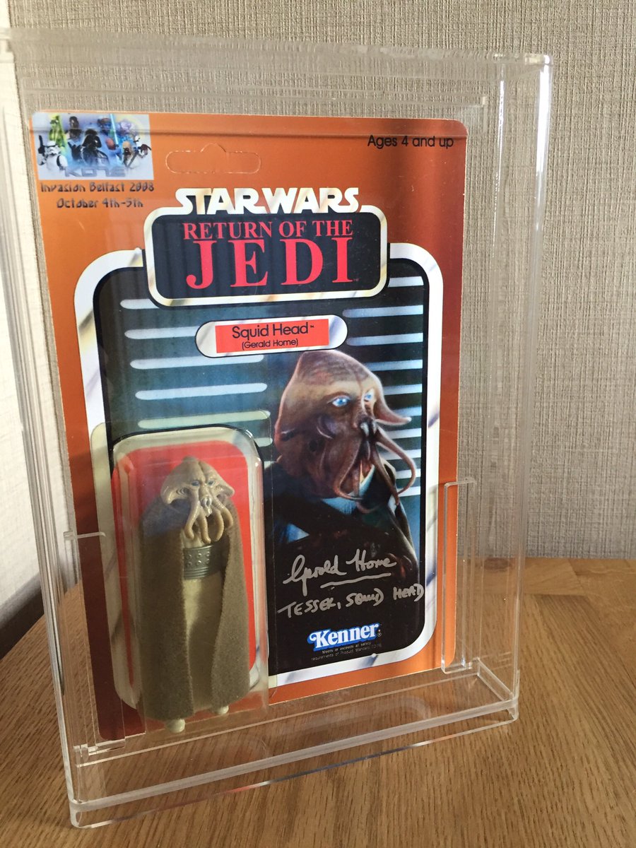 WookieeChips's tweet photo. Sad news on the passing of #GeraldHome He was the first ever #StarWars actor i met way back in 2008. Such a lovely man who always had time for the fans. Gerald played Tessek/Squid Head & a Mon Calamari Officer in Return of the Jedi in 1983. He was also the original Mr. Muscle.🦑 https://t.co/y5HnIDV3zg