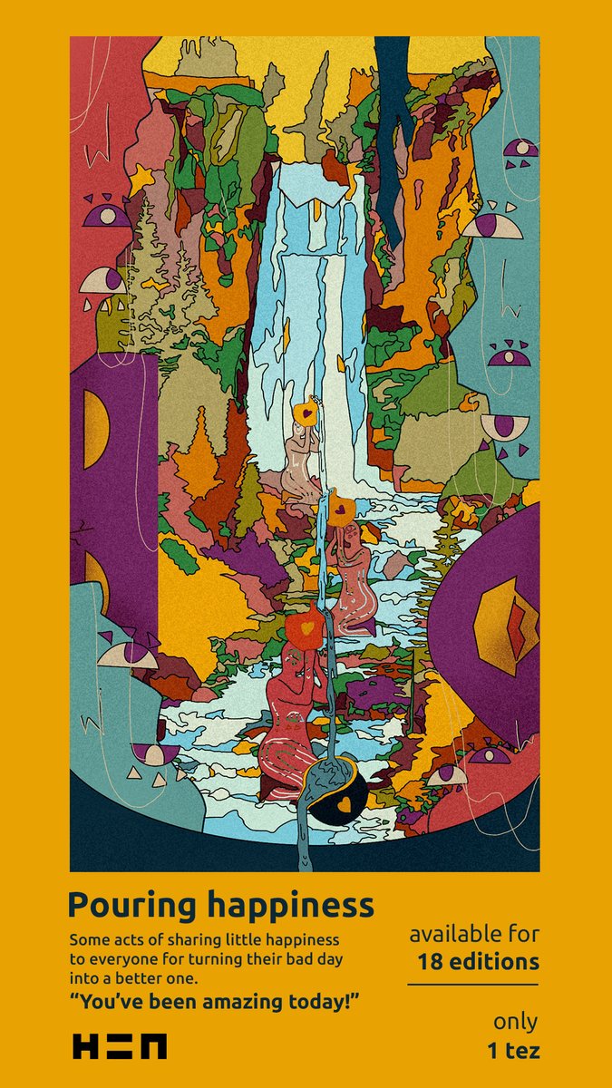 Gdngizzati's tweet photo. 💥YES IT'S A NEW DROP💥

"Pouring happiness"
Some acts of sharing little happiness to everyone for turning their bad day into a better one.

only 18 editions | 1 tez
available on @onhicetnunc 
> https://t.co/9Gm5m4EZQR

#nftcollector #NFTCommunity #HEN #hicetnunc #tezosnft #tezos https://t.co/T0QF6zVxlk
