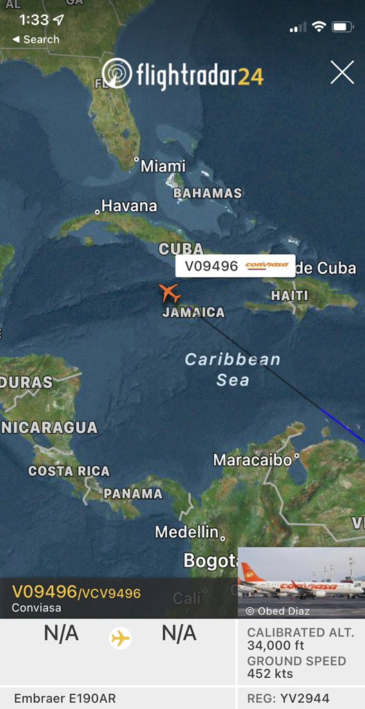 FlconEYES's tweet photo. #V09496 #Conviasa Desde Caracas #Venezuela rumbo noroeste #ICAO0D81BD https://t.co/yznH7dF4xE