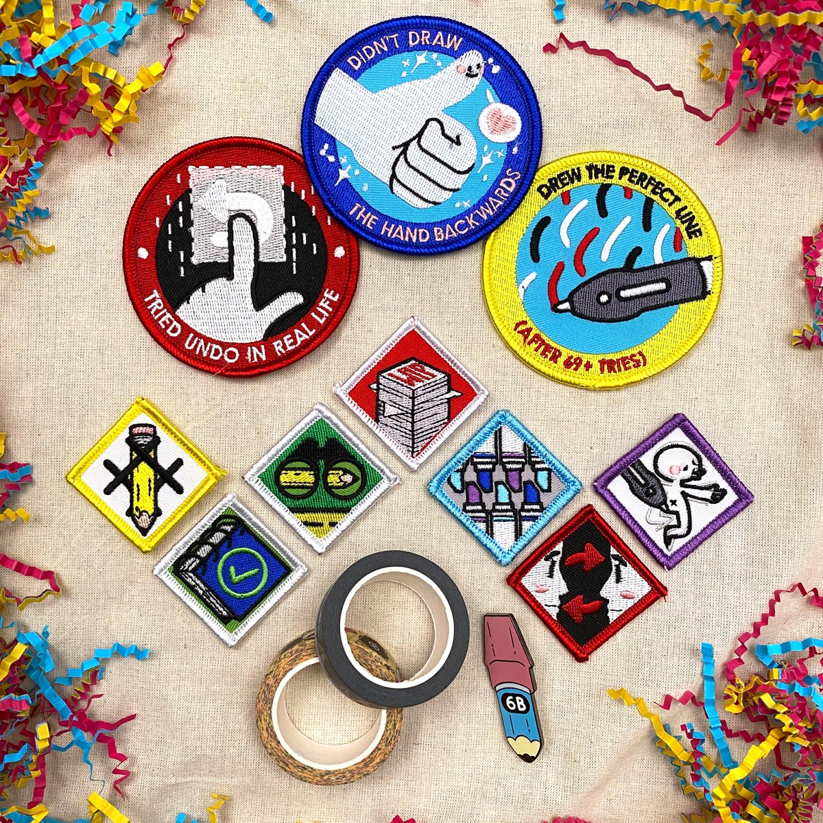 SketchScouts's tweet photo. GIVEAWAY TIME! Thank you all so much for 100-followers! Who wants iron-on patches, washi tape, and a member's pin?!

✏️Like, retweet, &amp; follow
✏️One winner
✏️Win everything pictured
✏️24-hours to enter
✏International OK

Good luck! https://t.co/odosXjfDPb