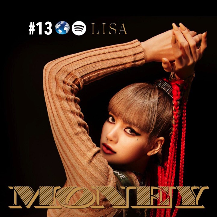 WORLDMUSICAWARD's tweet photo. #BLACKPINK's #Lisa's #MONEY lifts 3 spots to a new peak at #13 on the #GlobalSpotifyChart and reaches   2.98M streams, its highest daily score so far!💪💰📈1️⃣3️⃣🌎🎧🔥👑💛 @BLACKPINK 
https://t.co/voIKiI1GUN https://t.co/nx6ksvCg4k
