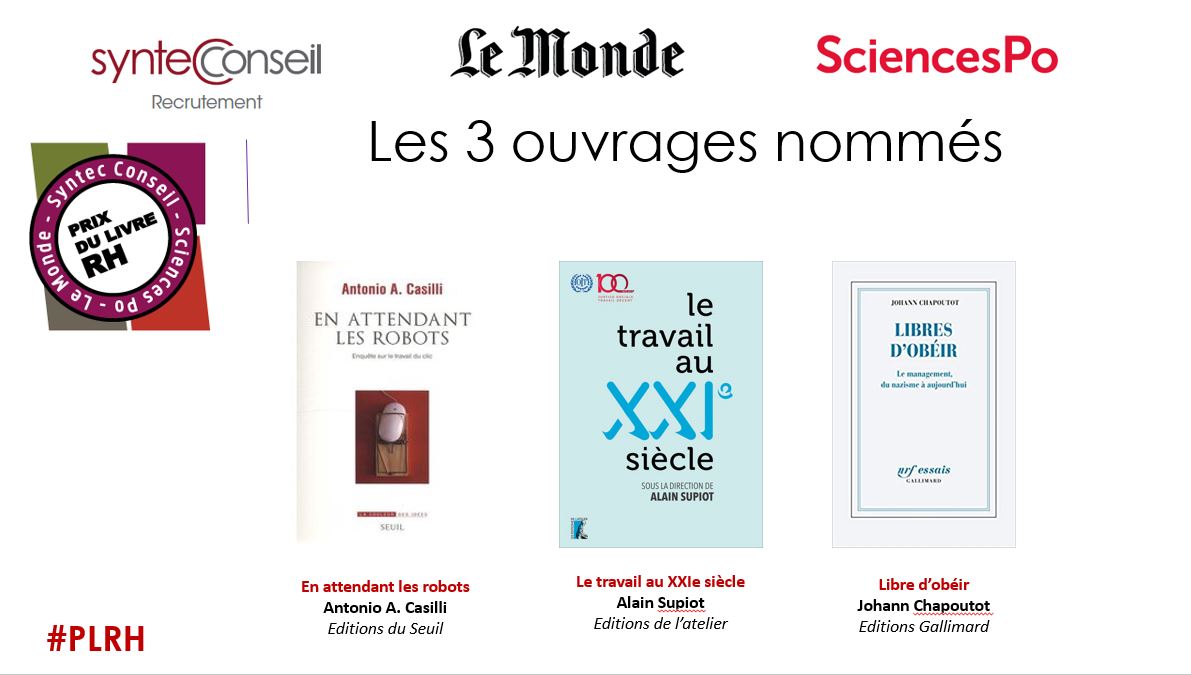 ConseilSyntec's tweet photo. #PLRH | Remise du prix 2020. Les sélectionnés : @AntonioCasilli pour « En attendant les robots » chez @EditionsduSeuil , Alain Supiot pour « Le travail au XXIe siècle » chez @AtelierEditions et Johann Chapoutot pour « Libre d’obéir » chez @Gallimard https://t.co/x1lNUWTfl8