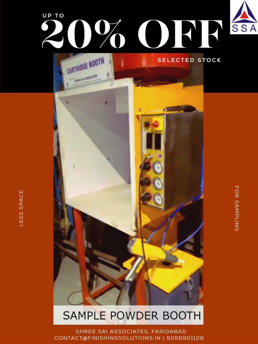 shreesaifbd's tweet photo. Shree Sai Associates presents a Discount for Sample booth if you book before Dusherra on Sample booth c/w Powder Coating Gun.

#shreesaiassociates #faridabad #Powdergun #powdercoatinggun #cartridgebooth #samplebooth https://t.co/7pvRsbY6VR
