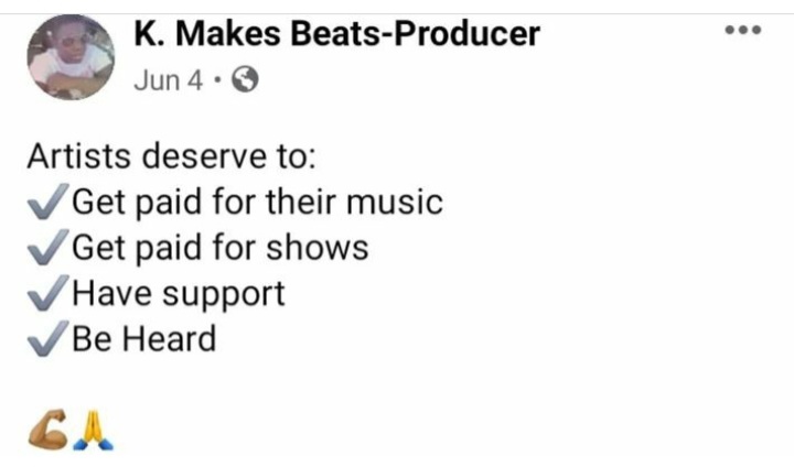 KMakesBeats's tweet photo. Artists, if you are out here putting in work, grinding, hustling, paying for beats, and actually trying to make a career out of your career, charge for your sh*t! 💪🏽💯

You deserve to be paid for features, shows, and anything you offer #KMAKESBEATS https://t.co/4Y0MvAJckU