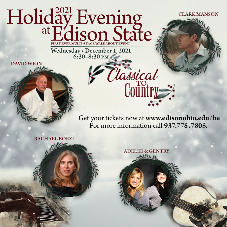EdisonOhio's tweet photo. Join us for 2021 Holiday Evening: Classical to Country on Wednesday, December 1st. This year’s event will feature our first-ever multi-stage walkabout, with musicians playing simultaneously on three distinct stages. Learn more and get your tickets at https://t.co/TXH6rtR6nn https://t.co/zy1bopz2VP