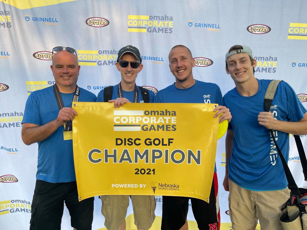 Schemmercom's tweet photo. Team Schemmer brought home the gold in the #OMACorporateGames disc golf competition!

Check out our blog for an update on past events and the current leaderboard. https://t.co/GRU5tHbabW

#Schemmer #AEC #workhardplayhard https://t.co/nRpcx0ml4U