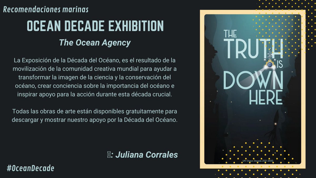 #RecomendacionesMarinas
La Exposición #DécadaDelOcéano es resultado de la movilización de la comunidad creativa mundial para ayudar a transformar la imagen de la ciencia y la conservación del océano, crear conciencia sobre su importancia e inspirar la acción en esta #OceanDecade