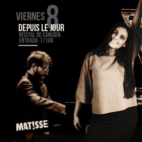 movingtickets's tweet photo. Así comienza el viernes 8 de #octubre en @matisseclubvlc! a partir de las 19:00 #recitalmusical 'Depuis le Jour': retales de la vida cotidiana en forma de #cancioneslíricas para #voz🎤 y #piano🎹
Entradas🎫 https://t.co/S8Yohlusiy🎫
#culturasegura #plazadelcedro #Valencia https://t.co/LEy1XqapQc