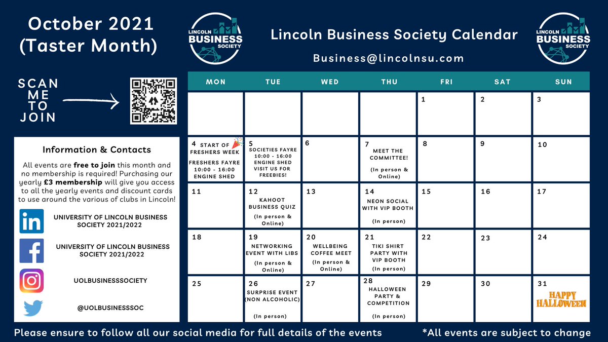 The University of Lincoln Business Society introduces Its first taster details! Come along to meet the committee and have some refreshments at Lincoln SU Towers tomorrow at 6pm. If your unable to join us in person, you can join us virtually using our link on FB! <a href="/ULSU_Activities/">ULSU VP Activities</a>