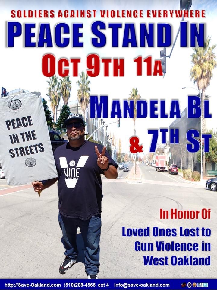 SAVEOakland's tweet photo. Stand with us for peace in the streets of #Oakland.  Its time to say #EnoughIsEnough to gun violence. October 9th, 11am Mandela and 7th Street. https://t.co/FyomHzgazB