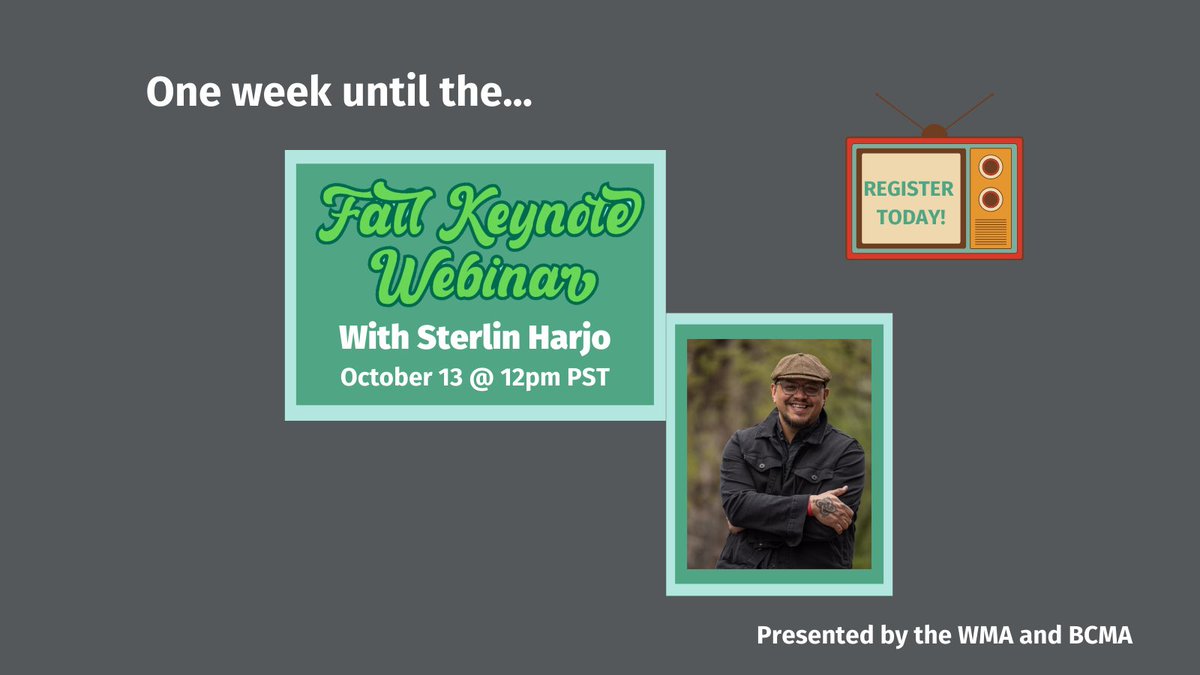 BCMuseumsAssn's tweet photo. The free WMA & BCMA Fall Keynote Webinar is coming up on October 13th! Get ready to join us and Sterlin Harjo (Seminole/Muscogee Creek) for a chat about Indigenous representation in TV and museums.
#WMA #BCMA #Webinar #SterlinHarjo #ReservationsDogs
@westmuse https://t.co/qvx3Q5PSCl