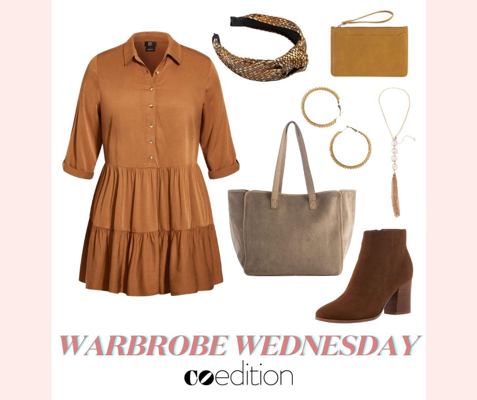 shopcoedition's tweet photo. Not your everyday button-up, the Tiered Shirt Dress is sure to put an exciting spin on a long-time favorite. A playful tiered mini skirt takes the shirt dress to the next level in an on-trend PSL hue! 

#shopcoedition #plussizestyle #plusfashion #fallfashion https://t.co/FfSx71uLdK