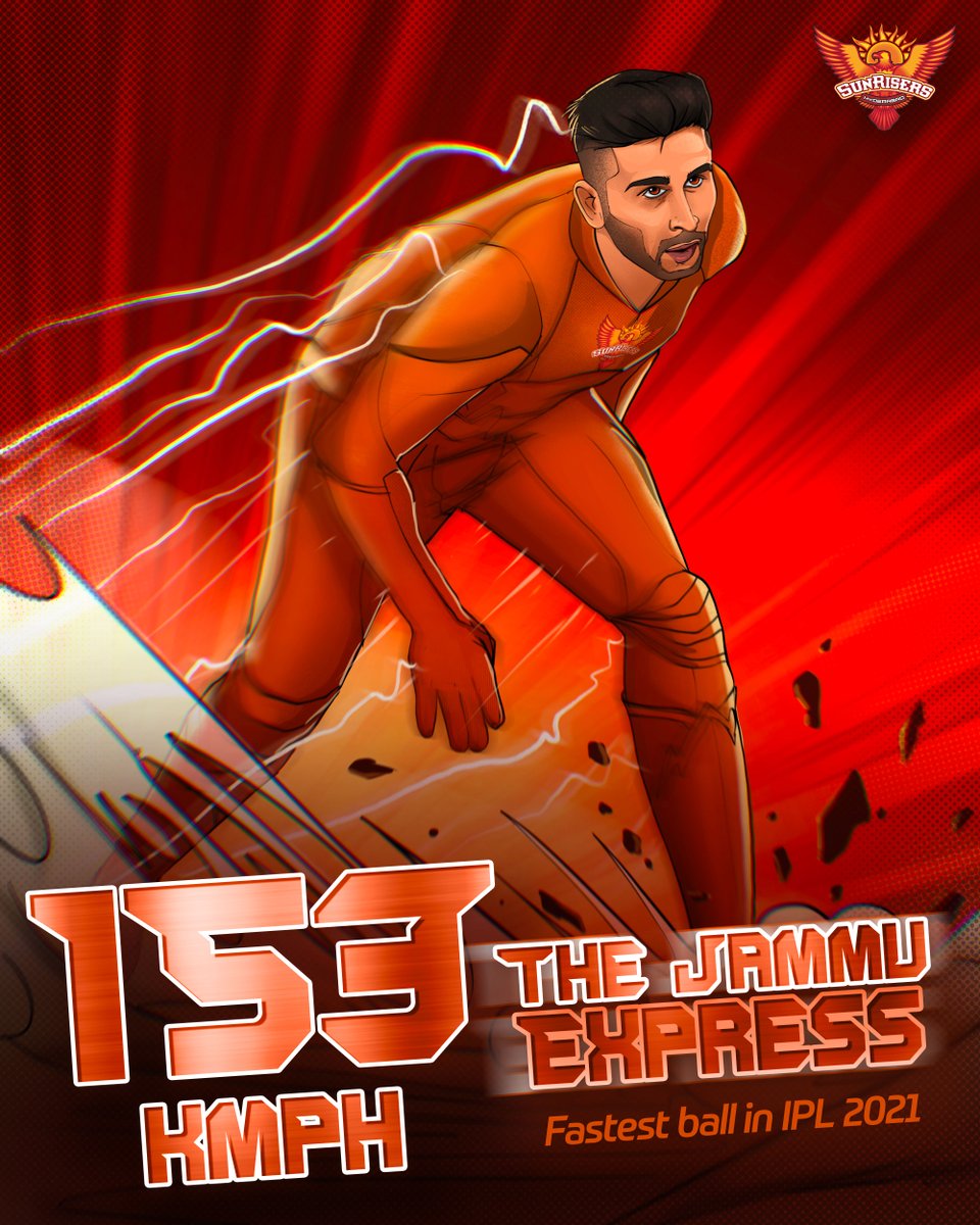 SunRisers's tweet photo. There are fast bowlers, and then there is Umran Malik 🔥

#OrangeArmy #OrangeOrNothing #IPL2021 https://t.co/7J0w6yhlIW