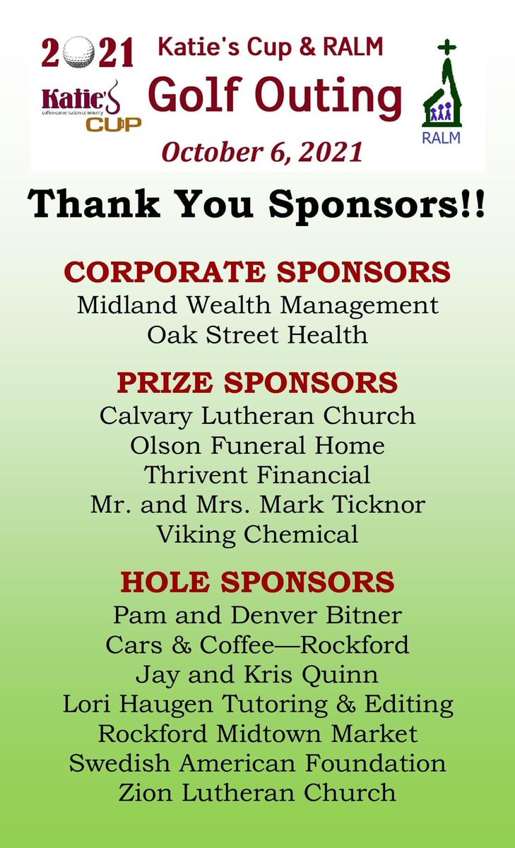Katies_Cup's tweet photo. Golf Sponsors 2021 for Katie’s Cup fundraiser! https://t.co/8pohHWWiVw