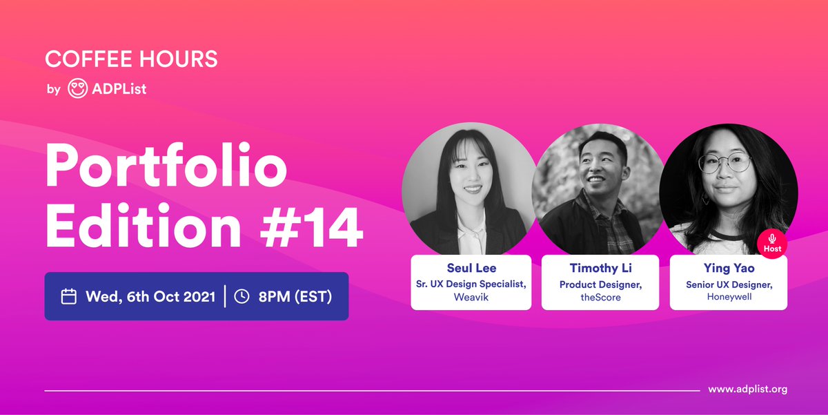 There’s only one place to see your favorite mentors review portfolio live from the community's designers ✨... Get ready for #ADPListCoffeeHours in ~6h!

🎟 rsvp open: lu.ma/coffeehours14