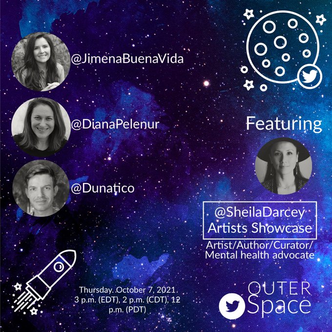 JimenaBuenaVida's tweet photo. Join us tomorrow for a conversation with @sheiladarcey! We will chat about her advocacy for mental health & healing through daily sketching, IRL book coming up, art in @KnownOrigin_io & more!
Set a reminder: https://t.co/9O3xOAA3Eb
See u!
@DianaPelenur
@DUnatico
#NFTcommunity https://t.co/7GqIWibKlT