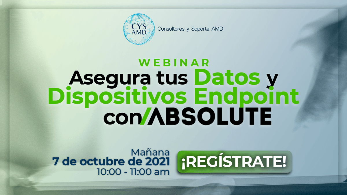 CYS_AMD's tweet photo. ¿Ya te registraste a nuestro webinar "Asegura tus datos y Dispositivos Endpoint con Absolute"? No te pierdas mañana nuestro webinar con Absolute. Regístrate: https://t.co/0UlSWN6ilF

#webinargratuito #seguridadinformatica #absolute #cysamd https://t.co/21H3VD8AJN