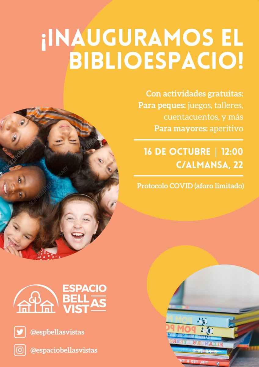 El 16 de octubre inauguramos el biblioespacio 📕 🪐❤️

Llevamos meses trabajando con mucha ilusión para crearlo, ¡nos encantaría que vinierais a verlo!

Juegos, talleres , cuentacuentos y picoteo , ¡No os lo perdáis!