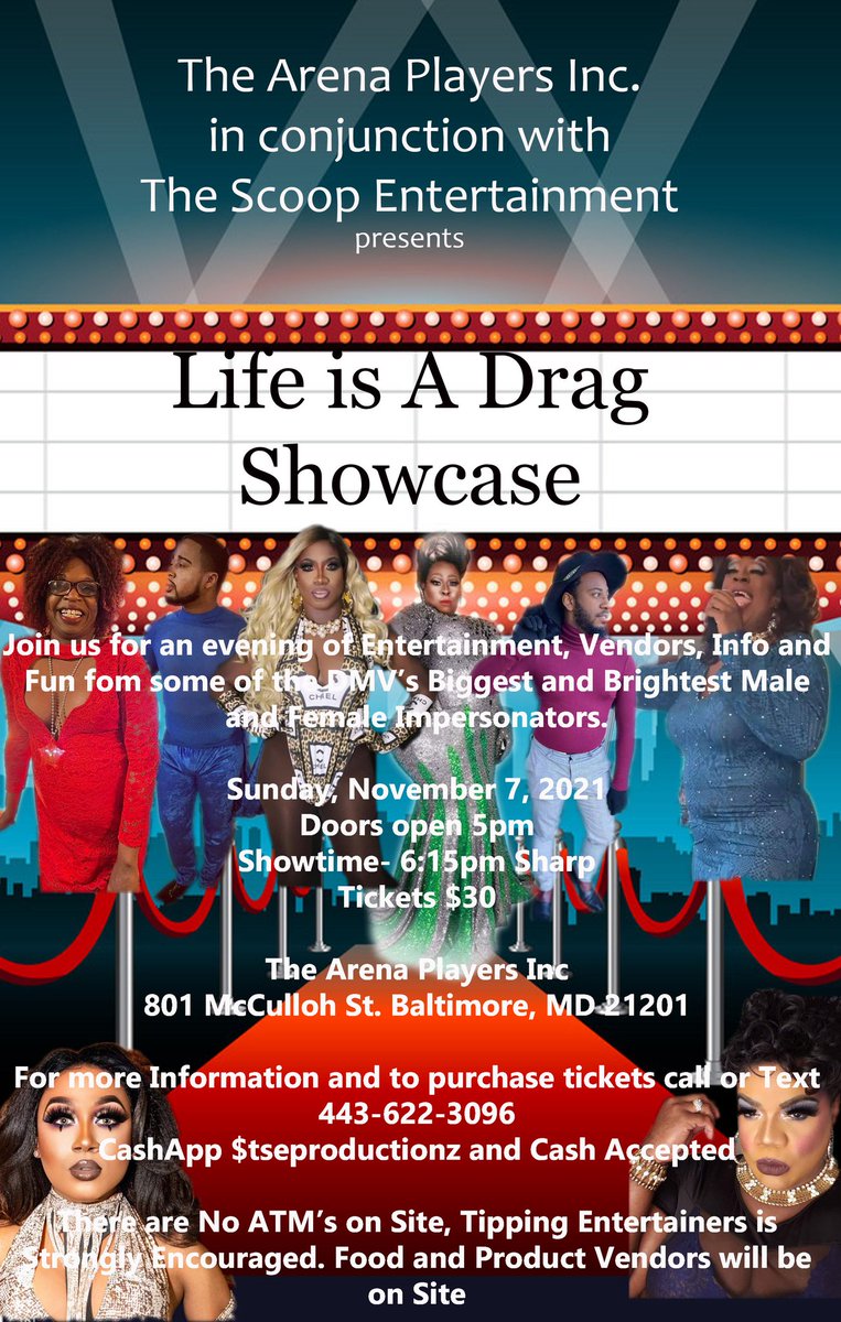 tseproductXxX's tweet photo. Tickets are in. Get tour tickets today for the #LifeisaDrag Showcase on November 7, 2021 the one and only @PrinceofPussyy as our JELLO Shot boy.... to purchase tickets call 443-622-3096 can't wait to see yall.... https://t.co/IX0u0vVSSC