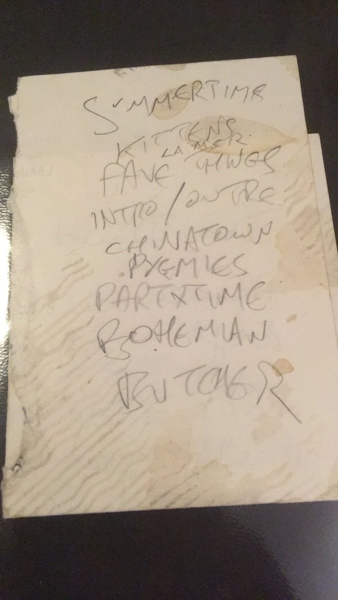 RIP Pat Fish of The Jazz Butcher. Set list from an April ‘83 gig at the Old White Horse, Brixton with Design for Living. Their fan site said my review for All That Thinks &amp; Moves zine was their 1st. A cafe off the South Bank a couple of years ago was full of Jazz Butcher photos.