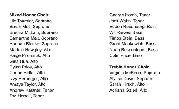 Congratulations to the following <a href="/pchcolts/">Parkway Central</a> who were selected for the St. Louis All-Suburban Honor Choir!