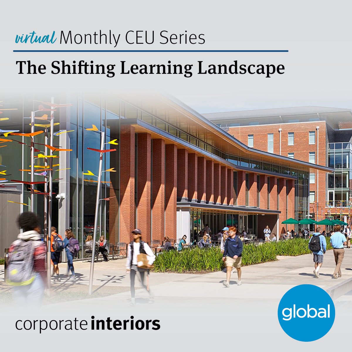 Monthly Virtual CEU Series Tomorrow!
🔸 Presented by: Corporate Interiors, Inc. &amp; Global Furniture Group

The Shifting Learning Landscape and the future of Education
🔹AIA &amp; IDCEC Accredited

Please Register Here!
ow.ly/y1RY50GnaMd