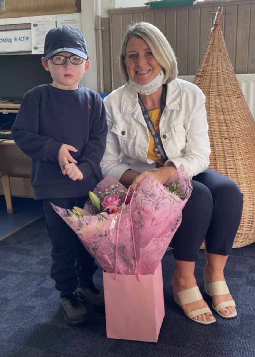 As you know Mrs Harper retires on Friday. She joined us today and received some lovey gifts. 
Grayson presented her with flowers on behalf of all the children in the nursery. 
We wish her a very long and happy retirement 🎉