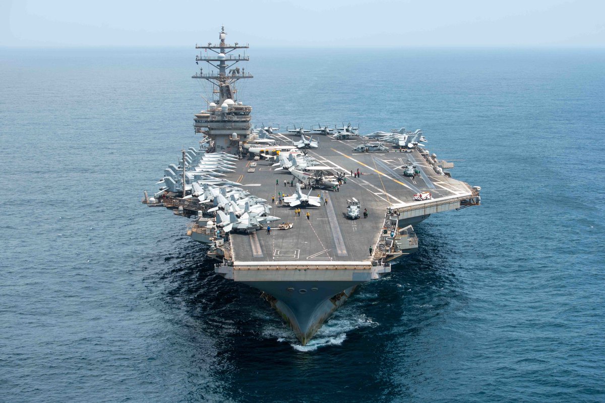 aircraftcarrier's tweet photo. One month ago, @Gipper_76 transited the Arabian Sea while deployed to the U.S. 5th Fleet area of operations. #CVN76 https://t.co/AiUnf6s2iM