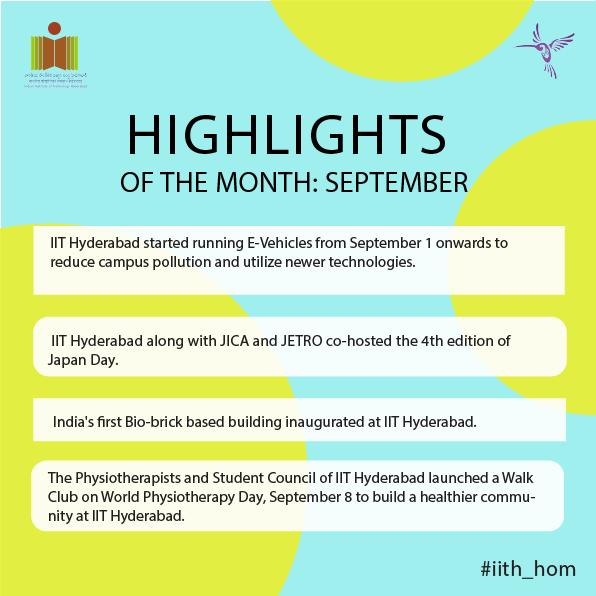 IITHyderabad's tweet photo. #iith_hom
Pleased to present #IITHyderabad #HighlightsoftheMonth - September 2021. https://t.co/zjgTcudKii
