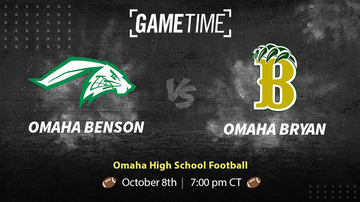 🏈 Tune in to GameTime for an Omaha Class A District 6 matchup - <a href="/OmahaBenson/">Benson High School</a> 🆚 <a href="/omahabryanbears/">Bryan Athletics</a>.

Watch it Friday night at 7pm⬇️

📺 YurView OM (Cox Ch. 13)
📱 Live Stream: bit.ly/2WtHvex