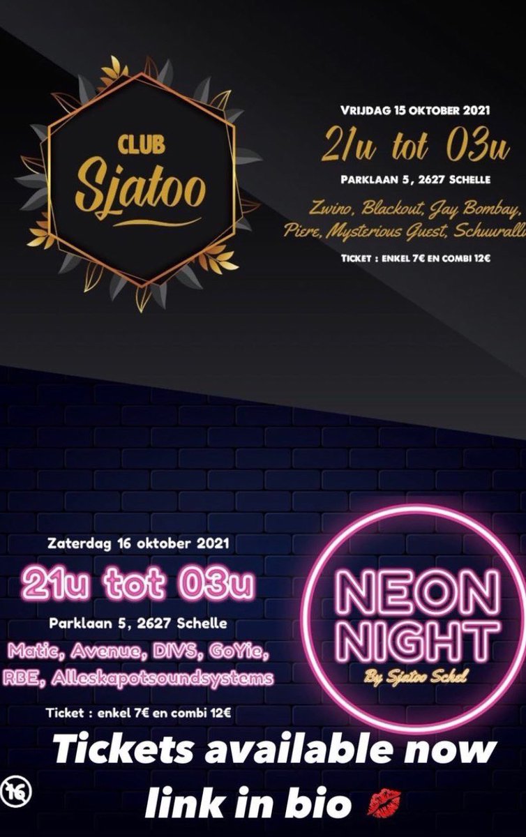 Volgend weekend is het weer zo ver! 🎉 €7 enkel &amp; €12 combi!