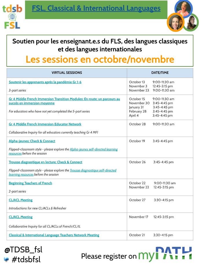 Announcing professional learning opportunities for @TDSB_fsl educators. #tdsbfsl 
<a href="/_julieliu_tdsb/">Julie Liu</a> <a href="/TDSB_ACaccamo/">Angela Caccamo</a> <a href="/tdsb/">Toronto District School Board</a>
bit.ly/TDSBFSLPLoffer… (log-in reqd).
