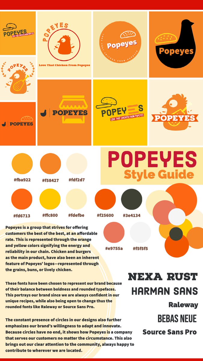 ryaannndraws_'s tweet photo. Style guide for @Popeyes redesign! 
#logoredesign #styleguide #popeyes https://t.co/2armewgB21