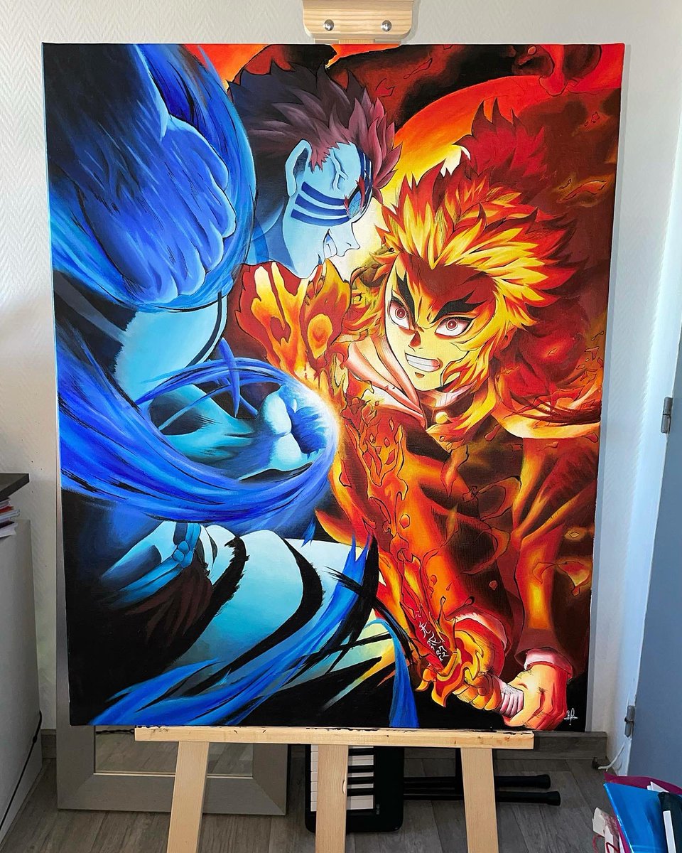 ENFIN FINI RENGOKU VS AKAZA (Demon Slayer le film « Train de l’infini ») sur une toile de 65x80cm 😩
Il m’a pris +130h donc ça serait pas mal de le faire percer 👀 (Force à ceux qui m’ont regardé le faire du début à la fin en stream🙏🏻)