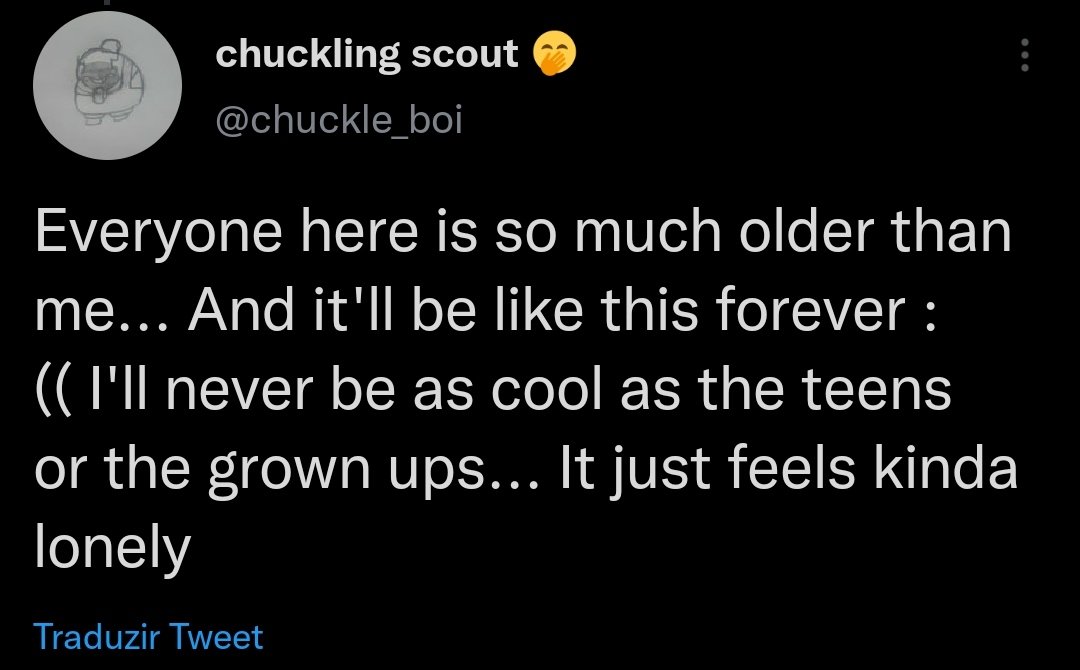 chuckle_boi's tweet photo. @Pioneer_HnS ((I mean chuckle is always complaining about being lonely and he *is* a 12 yr old, obviously he's gonna swear 😭 it's not like I'm being inconsistent with my character complaining about loneliness...)) https://t.co/uHrvicjb9h