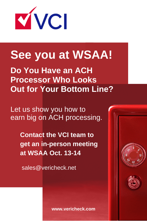 VeriCheck_Inc's tweet photo. Let’s connect next week at the Western States Acquirers Association WSAA conference! Contact our team to set up a date and time. sales@vericheck.net https://t.co/RSy5lDgK4v