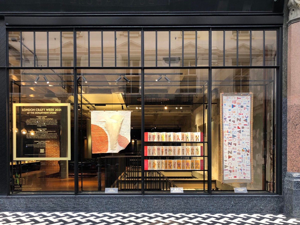 Diamond Dolls is looking stunning here at <a href="/squirepartners/">Squire & Partners</a> window in the heart of Brixton. We are here on display during <a href="/Londoncraftweek/">London Craft Week</a>, 4-10 Oct. Spaces are still available for <a href="/narielwalla/">Hormazd Narielwalla</a> 's talk tomorrow eve buff.ly/3okk570 #LCW21 #craft #BowieForever #book #Brixton