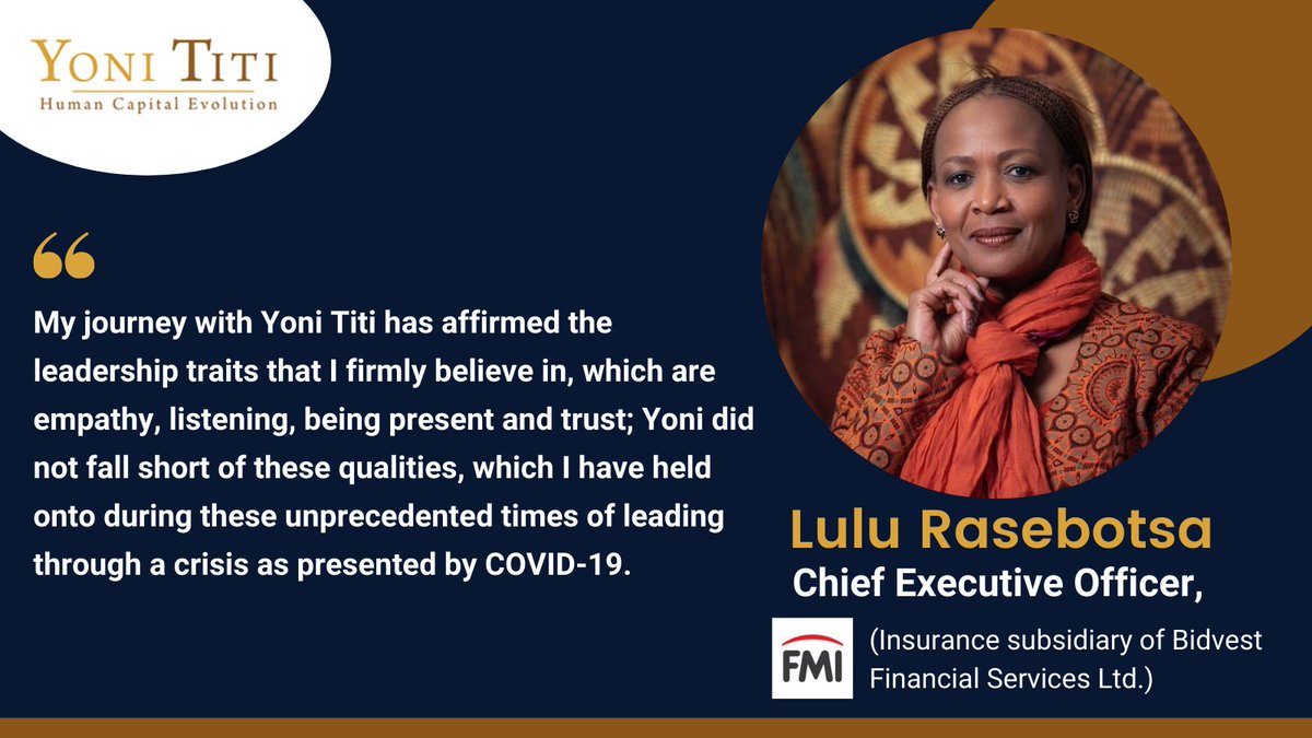 YoniTiti's tweet photo. Join us in congratulating Lulu Rasebotsa as the newly appointed CEO of FMI (insurance subsidiary of Bidvest Financial Services Ltd), starting today! Lulu brings tremendous leadership capabilities into the role and there is no doubt she will steer FMI to greater heights! https://t.co/fF9fNDGSAv