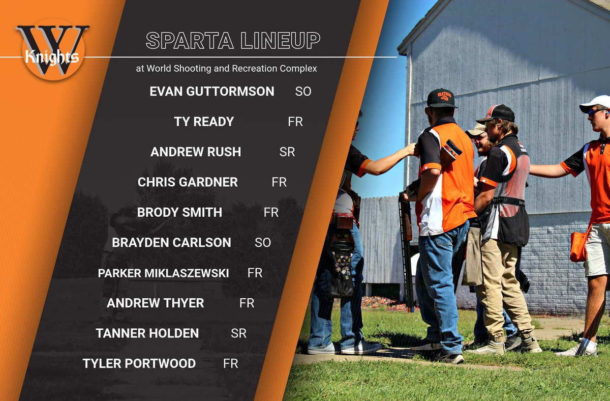 Your official Wartburg Knights lineup for the Central Midwest Conference Championship in Sparta, Illinois. Go bust some clays boys! #goknights <a href="/WartburgKnights/">Wartburg Athletics</a>