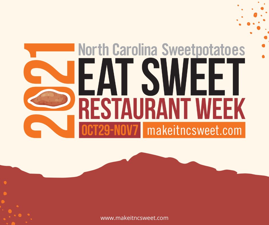 Sweet_Taters's tweet photo. Our Eat Sweet Restaurant Week is almost here! Join us on a culinary tour around NC and delight your tastebuds with some delicious treats! It’s all happening from Oct 29–Nov 7!

For more info, visit: https://t.co/jpuUxlvW3B

#MakeitNCsweet #ncsweetpotatoes #ncspc #sweetpotatoes https://t.co/EUBnujaXAz