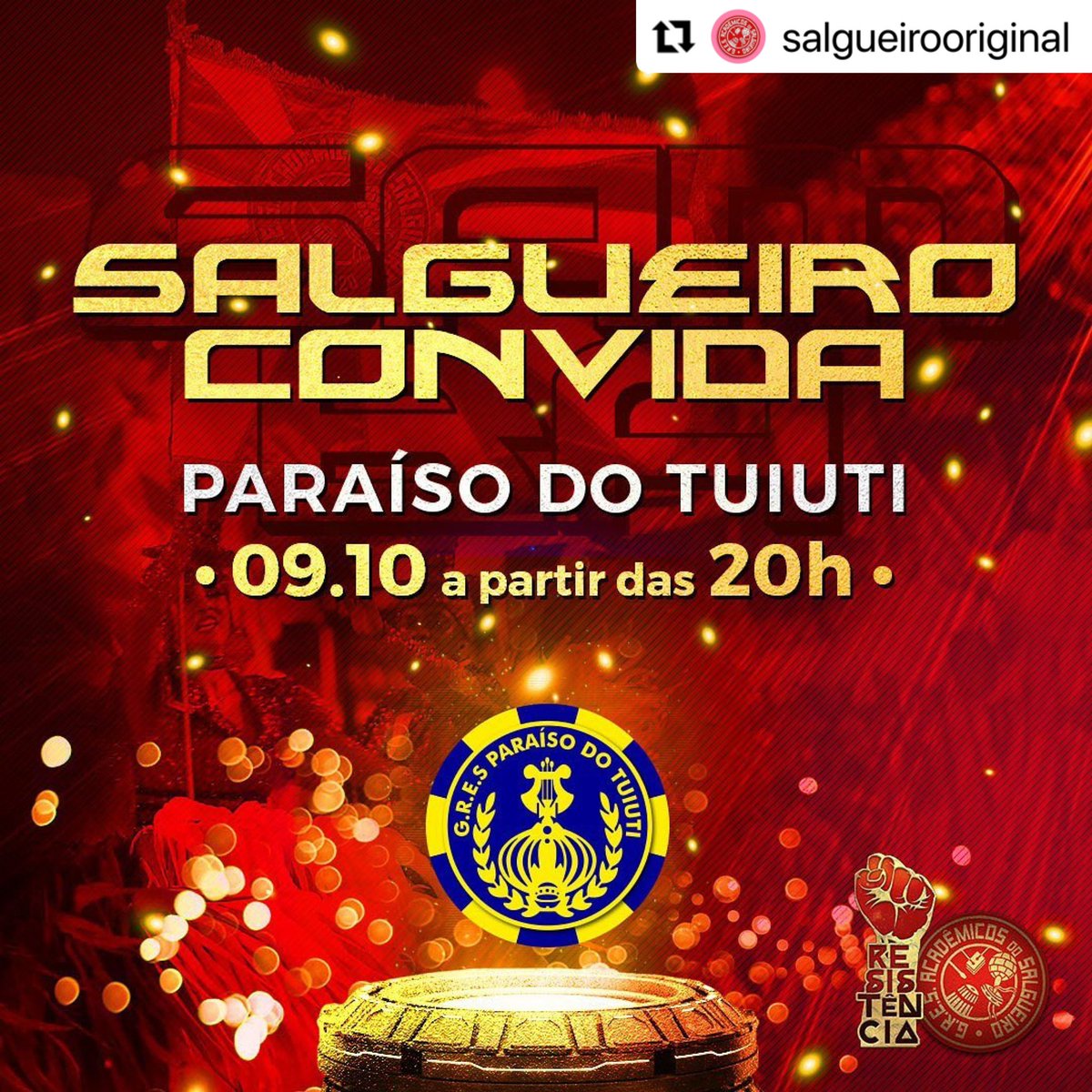 Tuiutioficial's tweet photo. Estão preparados para o fim de semana? Sexta tem @mocidadeoficial em nossa quadra; e, no sábado, vamos pintar na quadra da nossa coirmã @salgueirooriginal 😍💙💛
#SalgueiroConvida
#Eventos https://t.co/3eNio1s9jI
