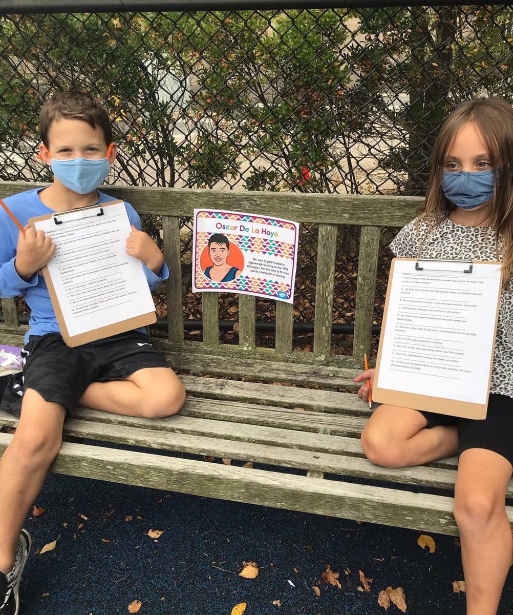 PennCharter's tweet photo. Today the #pcclassof2032 did a playground search for important people of Hispanic and Latinx heritage. Students worked with a partner to find what person matched up with the information they received. @pclowerschool #secondgrade #HispanicHeritageMonth https://t.co/OMJI2nM3ik