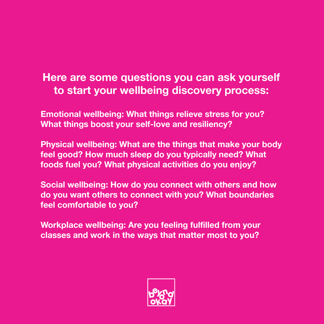 TexasTech's tweet photo. Wellbeing: A whole new world?

#BeyondOkay means that we’re looking past “I’m okay” to take a look at what wellbeing actually looks like for each of us.

Asking the right questions helps lead you to the right answers and resources to support you along the way! https://t.co/9e8YZLJphd