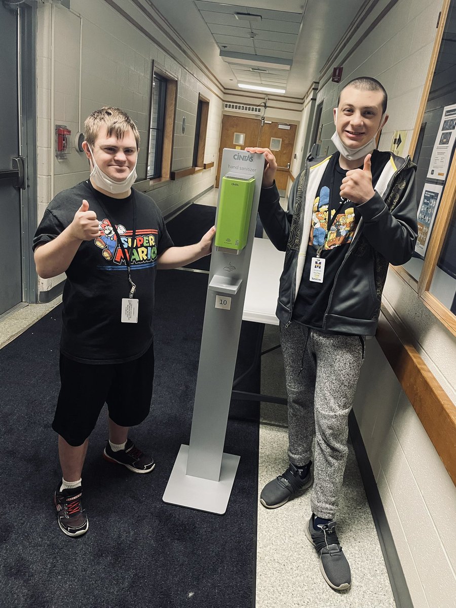 #SuperPanthers Evan and Cole helping keeping #Sunshinecommunities clean and safe with touch less sanitizer stations #WeAreMaumee #WorkWednesday <a href="/MHS_SP_Inc/">Super Panthers Inc.</a> <a href="/MaumeePanthers/">Maumee Panthers</a> @TriciaSamuelMCS <a href="/ToddCramerMCS/">Dr. Todd Cramer</a>