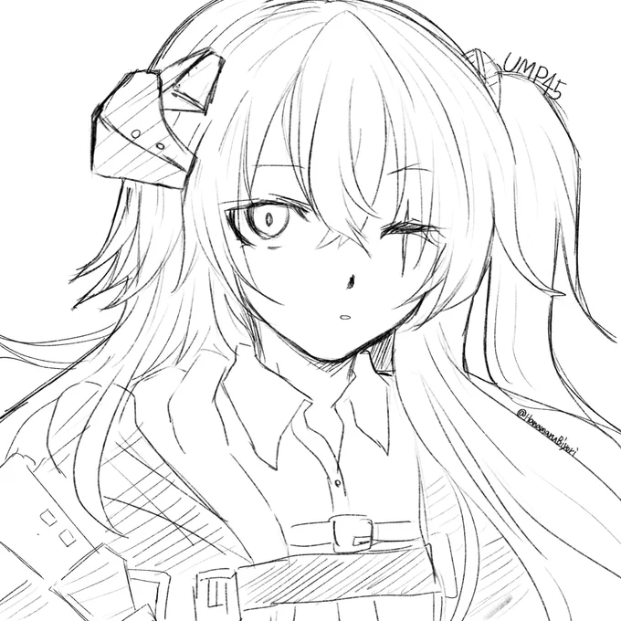 今日のお絵描きは、UMP45さん。
 #ドルフロ 